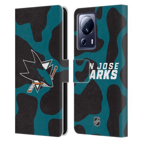 NHL San Jose Sharks Cow Pattern Leather Book Wallet Case Cover For Xiaomi 13 Lite 5G