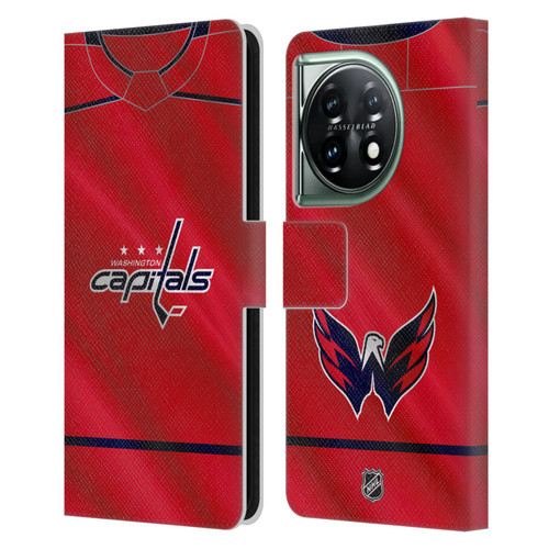 NHL Washington Capitals Jersey Leather Book Wallet Case Cover For OnePlus 11 5G