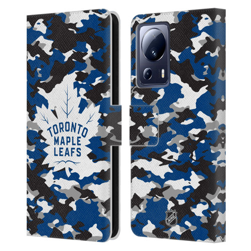 NHL Toronto Maple Leafs Camouflage Leather Book Wallet Case Cover For Xiaomi 13 Lite 5G