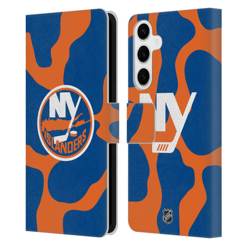 NHL New York Islanders Cow Pattern Leather Book Wallet Case Cover For Samsung Galaxy S24+ 5G