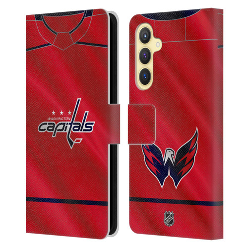 NHL Washington Capitals Jersey Leather Book Wallet Case Cover For Samsung Galaxy S23 FE 5G