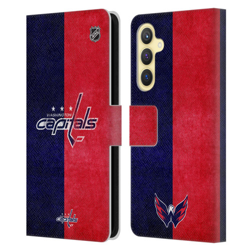 NHL Washington Capitals Half Distressed Leather Book Wallet Case Cover For Samsung Galaxy S23 FE 5G