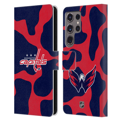 NHL Washington Capitals Cow Pattern Leather Book Wallet Case Cover For Samsung Galaxy S24 Ultra 5G