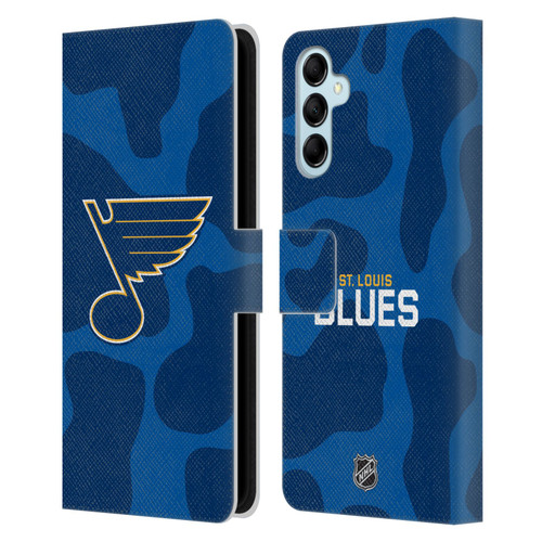 NHL St Louis Blues Cow Pattern Leather Book Wallet Case Cover For Samsung Galaxy M14 5G