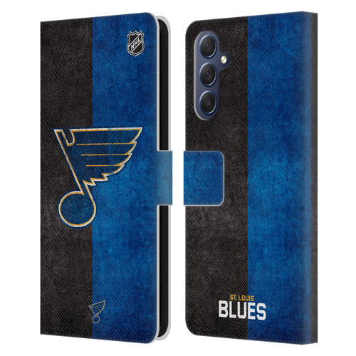 NHL St Louis Blues Half Distressed Leather Book Wallet Case Cover For Samsung Galaxy M54 5G