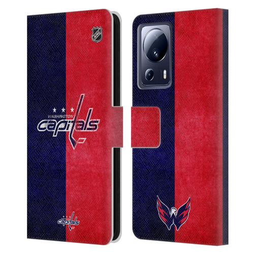 NHL Washington Capitals Half Distressed Leather Book Wallet Case Cover For Xiaomi 13 Lite 5G