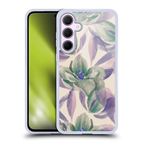 Anis Illustration Floral And Leaves Magnolias Paint Purple Soft Gel Case for Samsung Galaxy A35 5G