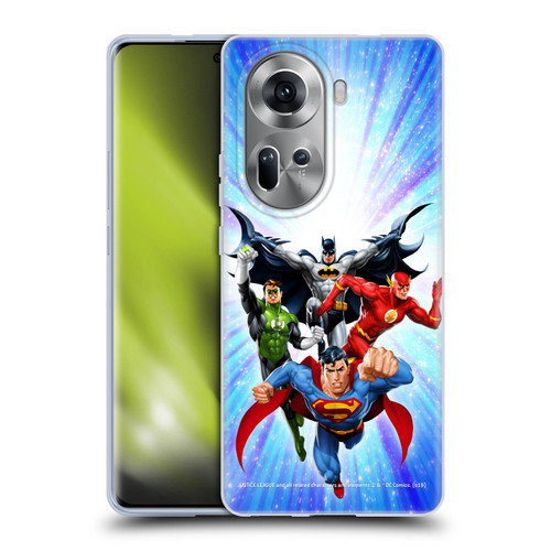 Justice League DC Comics Airbrushed Heroes Blue Purple Soft Gel Case for OPPO Reno11