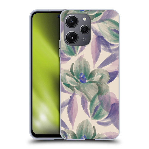 Anis Illustration Floral And Leaves Magnolias Paint Purple Soft Gel Case for Xiaomi Redmi 12