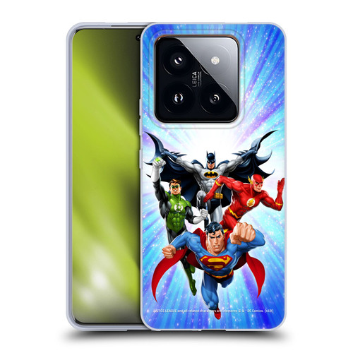 Justice League DC Comics Airbrushed Heroes Blue Purple Soft Gel Case for Xiaomi 14 Pro