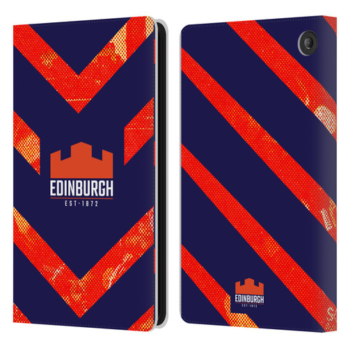 Edinburgh Rugby Graphic Art Orange Pattern Leather Book Wallet Case Cover For Amazon Fire 7 2022