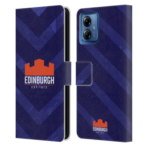 Edinburgh Rugby Graphic Art Blue Pattern Leather Book Wallet Case Cover For Motorola Moto G14