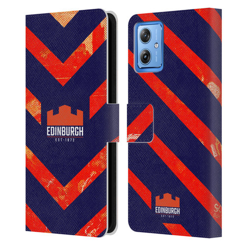 Edinburgh Rugby Graphic Art Orange Pattern Leather Book Wallet Case Cover For Motorola Moto G54 5G