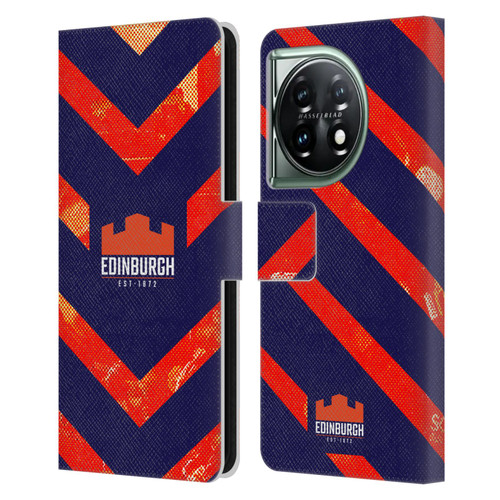 Edinburgh Rugby Graphic Art Orange Pattern Leather Book Wallet Case Cover For OnePlus 11 5G