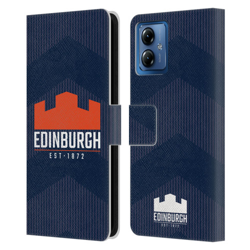 Edinburgh Rugby Graphics Lines Leather Book Wallet Case Cover For Motorola Moto G14