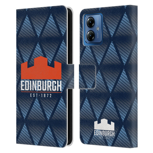 Edinburgh Rugby Graphics Pattern Leather Book Wallet Case Cover For Motorola Moto G14