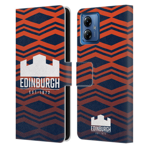 Edinburgh Rugby Graphics Pattern Gradient Leather Book Wallet Case Cover For Motorola Moto G14