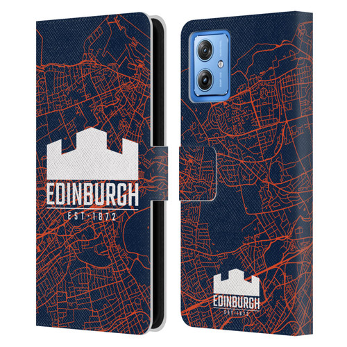 Edinburgh Rugby Graphics Map Leather Book Wallet Case Cover For Motorola Moto G54 5G