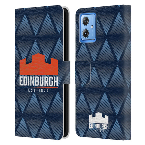 Edinburgh Rugby Graphics Pattern Leather Book Wallet Case Cover For Motorola Moto G54 5G