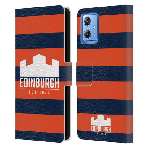 Edinburgh Rugby Graphics Stripes Leather Book Wallet Case Cover For Motorola Moto G54 5G