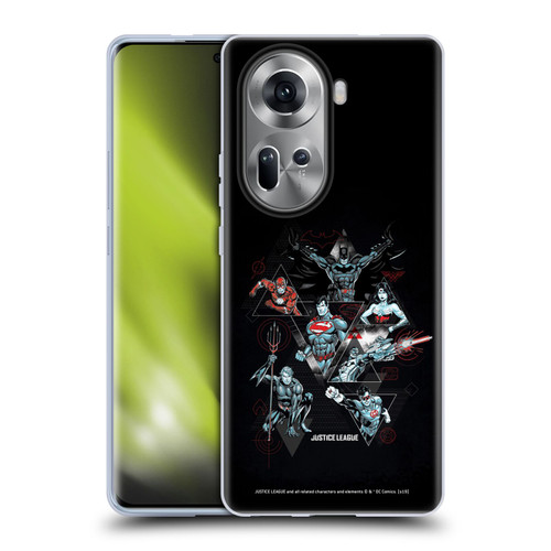 Justice League DC Comics Dark Electric Graphics Heroes Triangle Soft Gel Case for OPPO Reno11