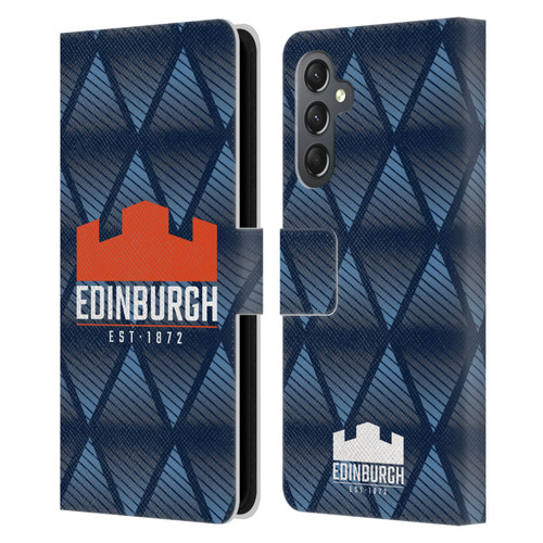 Edinburgh Rugby Graphics Pattern Leather Book Wallet Case Cover For Samsung Galaxy A25 5G