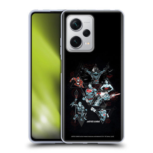 Justice League DC Comics Dark Electric Graphics Heroes Triangle Soft Gel Case for Xiaomi Redmi Note 12 Pro+ 5G