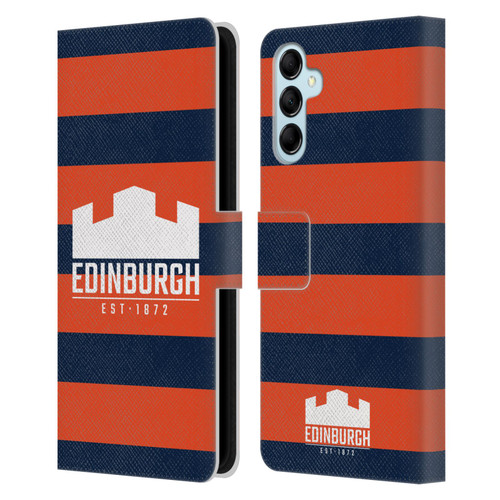 Edinburgh Rugby Graphics Stripes Leather Book Wallet Case Cover For Samsung Galaxy M14 5G