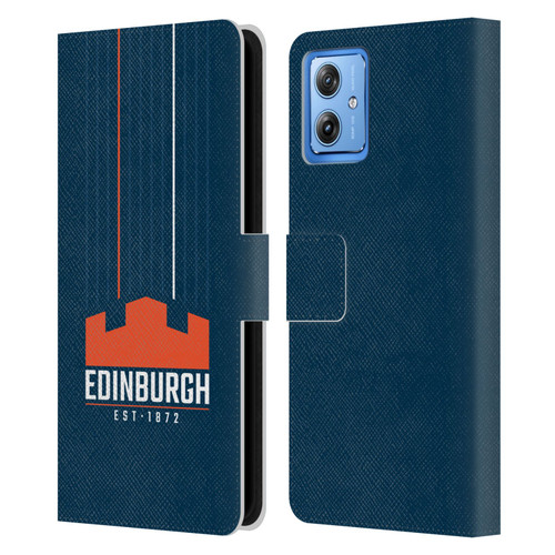 Edinburgh Rugby Logo Art Vertical Stripes Leather Book Wallet Case Cover For Motorola Moto G54 5G