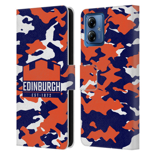 Edinburgh Rugby Logo 2 Camouflage Leather Book Wallet Case Cover For Motorola Moto G14