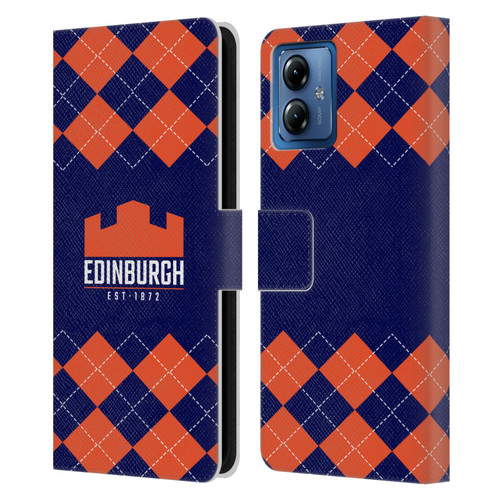 Edinburgh Rugby Logo 2 Argyle Leather Book Wallet Case Cover For Motorola Moto G14