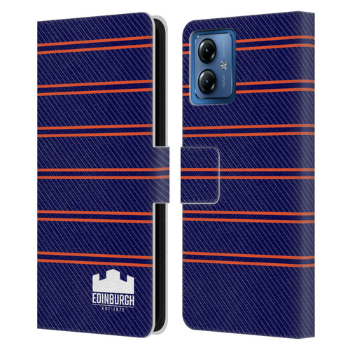 Edinburgh Rugby Logo 2 Stripes Leather Book Wallet Case Cover For Motorola Moto G14