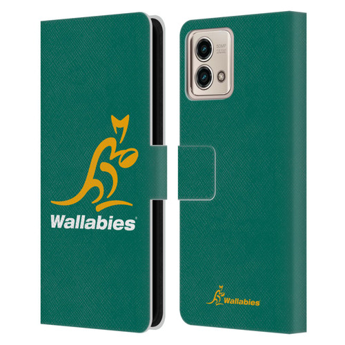 Australia National Rugby Union Team Crest Plain Green Leather Book Wallet Case Cover For Motorola Moto G Stylus 5G 2023