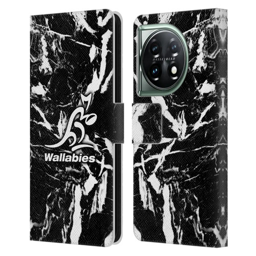 Australia National Rugby Union Team Crest Black Marble Leather Book Wallet Case Cover For OnePlus 11 5G