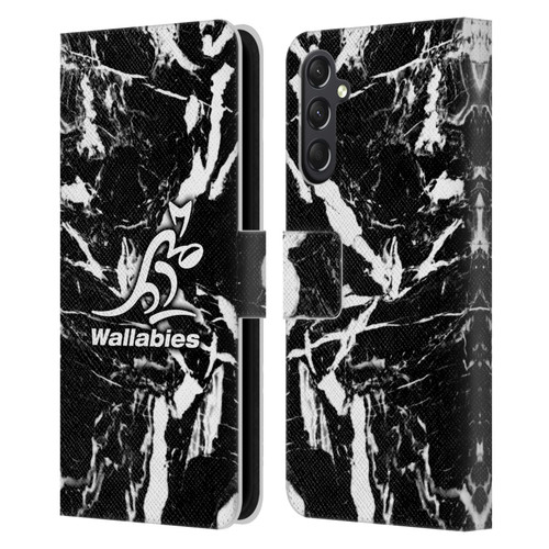 Australia National Rugby Union Team Crest Black Marble Leather Book Wallet Case Cover For Samsung Galaxy A24 4G / M34 5G