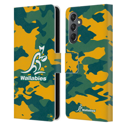 Australia National Rugby Union Team Crest Camouflage Leather Book Wallet Case Cover For Samsung Galaxy A25 5G