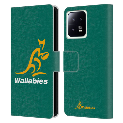 Australia National Rugby Union Team Crest Plain Green Leather Book Wallet Case Cover For Xiaomi 13 5G