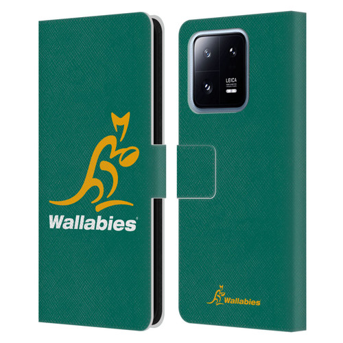 Australia National Rugby Union Team Crest Plain Green Leather Book Wallet Case Cover For Xiaomi 13 Pro 5G