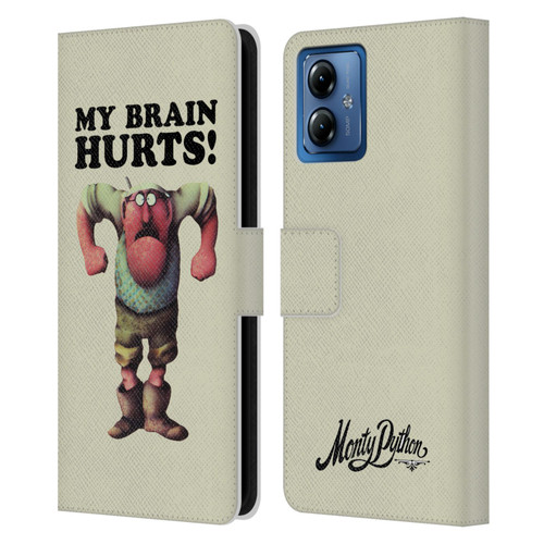 Monty Python Key Art My Brain Hurts Leather Book Wallet Case Cover For Motorola Moto G14