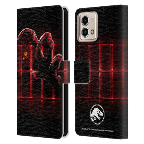 Jurassic World Fallen Kingdom Key Art Claw In Dark Leather Book Wallet Case Cover For Motorola Moto G Stylus 5G 2023