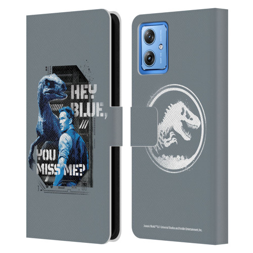 Jurassic World Fallen Kingdom Key Art Hey Blue & Owen Leather Book Wallet Case Cover For Motorola Moto G54 5G