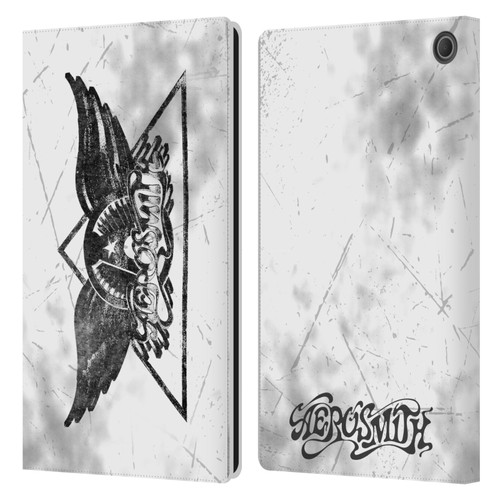Aerosmith Black And White Triangle Winged Logo Leather Book Wallet Case Cover For Amazon Fire Max 11 2023