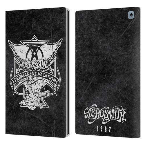 Aerosmith Black And White 1987 Permanent Vacation Leather Book Wallet Case Cover For Amazon Fire HD 10 / Plus 2021