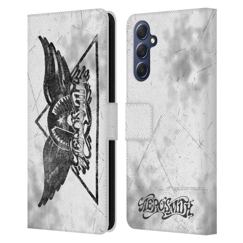 Aerosmith Black And White Triangle Winged Logo Leather Book Wallet Case Cover For Samsung Galaxy M54 5G