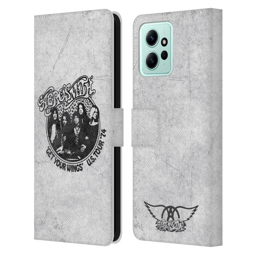 Aerosmith Black And White Get Your Wings US Tour Leather Book Wallet Case Cover For Xiaomi Redmi 12