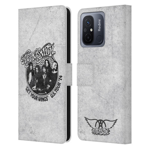 Aerosmith Black And White Get Your Wings US Tour Leather Book Wallet Case Cover For Xiaomi Redmi 12C
