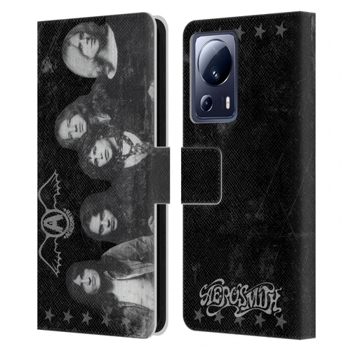 Aerosmith Black And White Vintage Photo Leather Book Wallet Case Cover For Xiaomi 13 Lite 5G