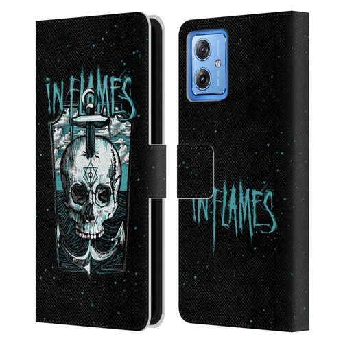 In Flames Metal Grunge Anchor Skull Leather Book Wallet Case Cover For Motorola Moto G54 5G