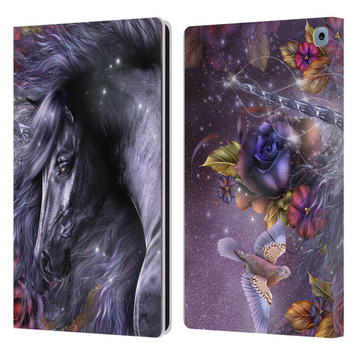 Laurie Prindle Fantasy Horse Blue Rose Unicorn Leather Book Wallet Case Cover For Amazon Fire HD 10 / Plus 2021