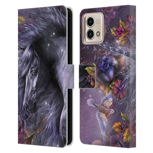 Laurie Prindle Fantasy Horse Blue Rose Unicorn Leather Book Wallet Case Cover For Motorola Moto G Stylus 5G 2023